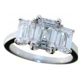 14k Gold 2.97 ct VS2 Emerald Cut Lab Diamond Ring