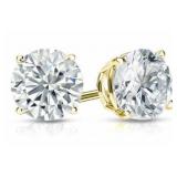 14k Gold 4.07 ct Round Brilliant Lab Diamond Studs