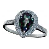 Pear Cut Mystic Topaz & Diamond Ring