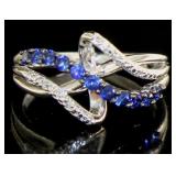 Beautiful Blue & White Sapphire Designer Ring