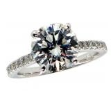 14k Gold 3.27 ct Round Brilliant Lab Diamond Ring