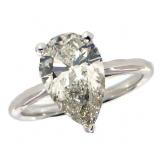 14k Gold 3.03 ct Pear Shape VS1 Lab Diamond Ring