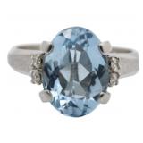 Platinum 2.77 ct Aquamarine & Diamond Ring