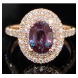 14kt Gold 3.27 ct Oval Alexandrite & Diamond Ring