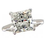 14k Gold 4.85 ct Princess Cut Lab Diamond Ring