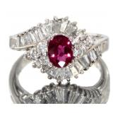 Platinum 1.77 ct GIA Natural Ruby & Diamond Ring