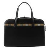 Burberry Black Leather Nova Check Hand Bag