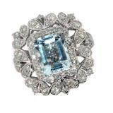 14k Gold 2.75 ct Aquamarine & Diamond Ring
