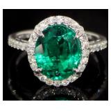 14kt Gold 4.18 ct Brilliant Emerald & Diamond Ring