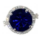 14k Gold 11.49 ct Round Sapphire & Diamond Ring