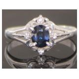 Platinum Brilliant Natural Sapphire & Diamond Ring
