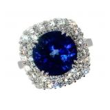 14k Gold 8.33 ct Round Sapphire & Diamond Ring