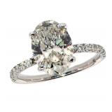 14k Gold 2.98 ct Oval VS1 Lab Diamond Ring