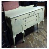 Queen Anne White Painted Buffet