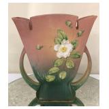 Roseville 987-9 White Rose Fan Vase