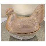 Large Slag Glass Hen on Nest