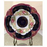 Large Cobalt Hand Painted 10" German Bowl