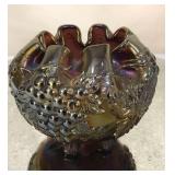 Antique Grapes & Cables Carnival Glass Rose Bowl