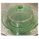 Green Depression Butter Dish