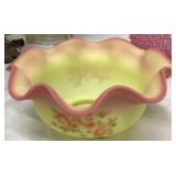 Fenton Burmese Hand Painted Bowl