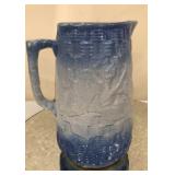 Antique Blue Stoneware 9" Pitcher