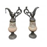 Pair Vintage Hand Painted Ewers