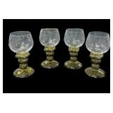 (4) German Roemer Etched Grapes Wine Glasses