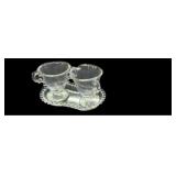 Imperial Glass Candlewick Cream, Sugar, Tray &