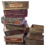 Collection of Old Cigar Boxes & Wood Boxes