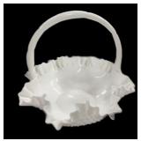 12 ï¿½ Fenton Hobnail Milk Glass Basket