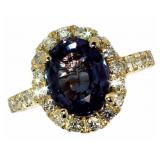 14k Gold 4.86 ct Oval Alexandrite & Diamond Ring