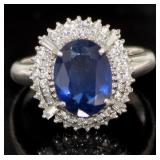Platinum 3.69 ct Natural Sapphire & Diamond Ring