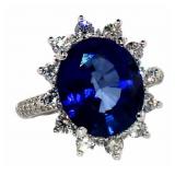 14k Gold 9.70 ct Oval Sapphire & Diamond Ring