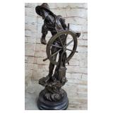 FISHING CAPTAIN AT SEA BRONZE SCULPTURE
