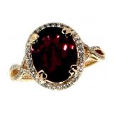 14k Gold 3.78 ct Oval Tourmaline & Diamond Ring