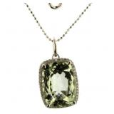 30Natural 7.02 ct Green Amethyst & Diamond Pendant