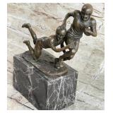 BRONZE FOOTBALL TROPHY ON MARBLE BASE