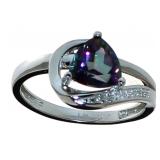 Trillion Cut Mystic Topaz & Diamond Ring