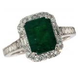 14k Gold 2.53 ct Natural Emerald & Diamond Ring