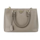 PRADA Gray Leather 2 Way Shoulder Bag