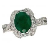 14k Gold 2.20 ct Natural Emerald & Diamond Ring