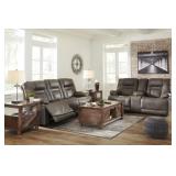 ASHLEY WURSTROW POWER RECLING LEATHER SOFA & LOVE