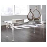 ASHLEY BRADONNI 47" CONTEMPORARY GLASS TOP TABLE