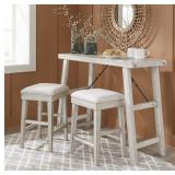 ASHLEY CARNYHURST 3-PC COUNTER TABLE & 2 STOOLS