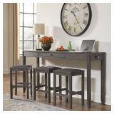 ASHLEY CAITBROOK COUNTER HEIGHT TABLE & 3 STOOLS