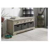 ASHLEY OSLEMBER LIGHT BROWN CASUAL STORAGE BENCH