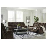 ASHLEY SOUNDWAVE CHOCOLATE RECLINING SOFA & LOVE