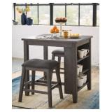 ASHLEY CAITBROOK 3-PIECE COUNTER TABLE & 2 STOOLS