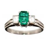Platinum 1.06 ct Natural Emerald & VS Diamond Ring