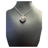 Natural Black Diamond "C" Initial Locket Necklace